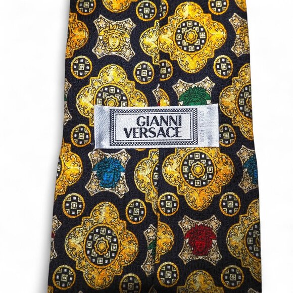 Gianni Versace Designer Vintage 90s Medusa Bold Baroque Print Silk Tie RARE - Picture 4 of 7
